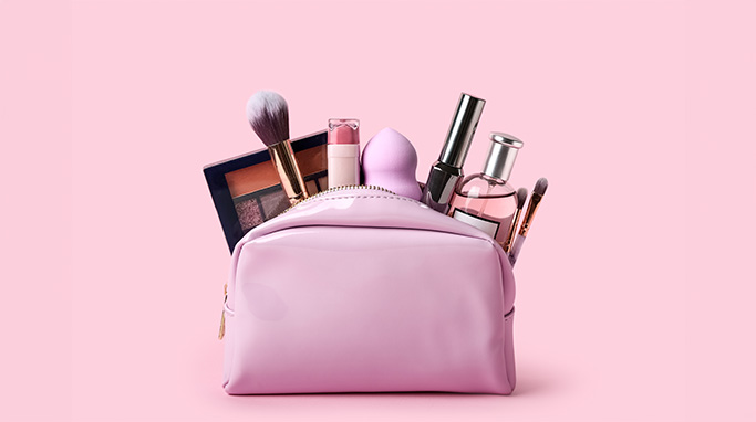 Beauty produkter i toilettaske